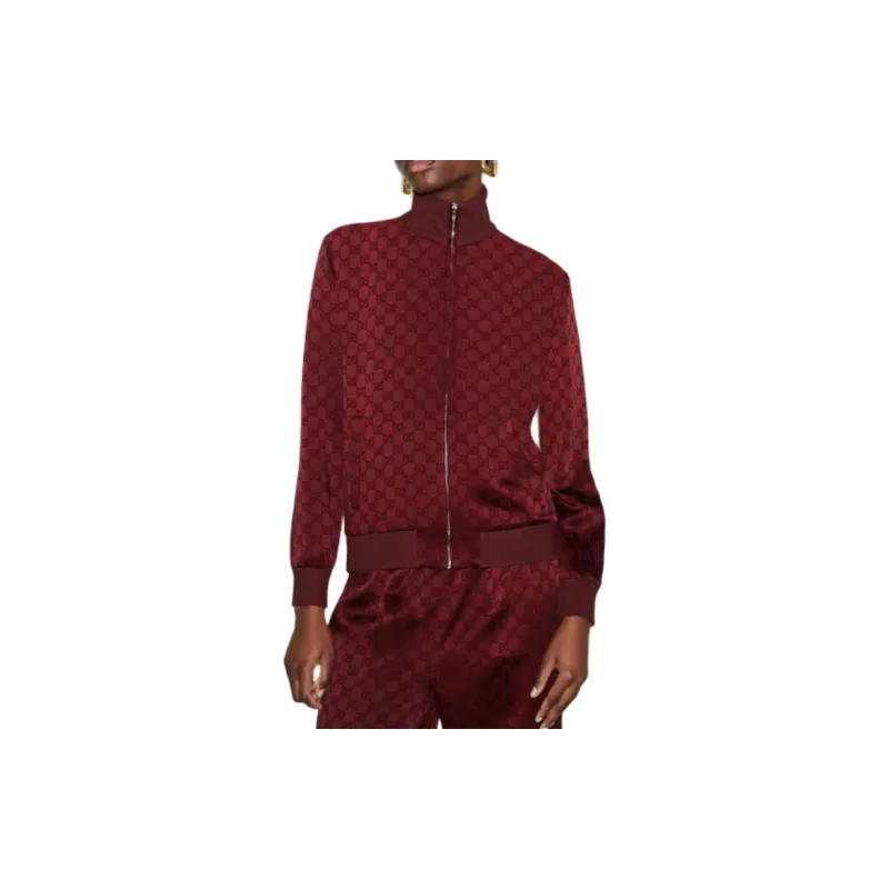 GUCCI Jacquard Zip Jacket 'Rosso Nuovo'-2