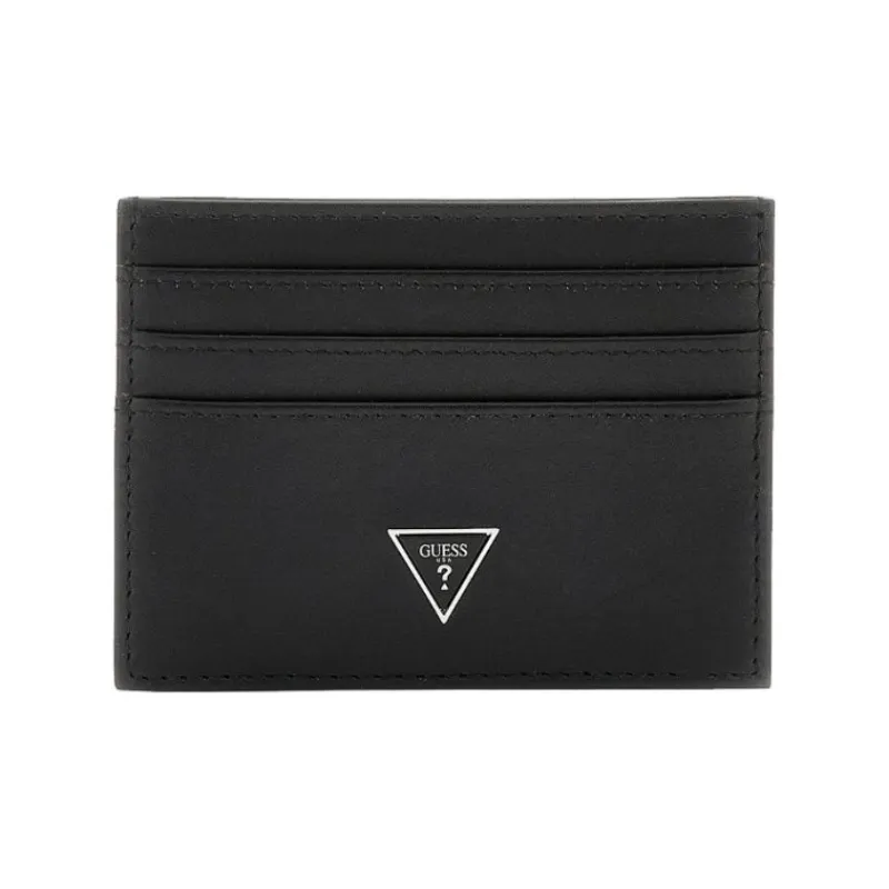 GUESS Cow Leather Card Holder Regular Unisex Black-0
