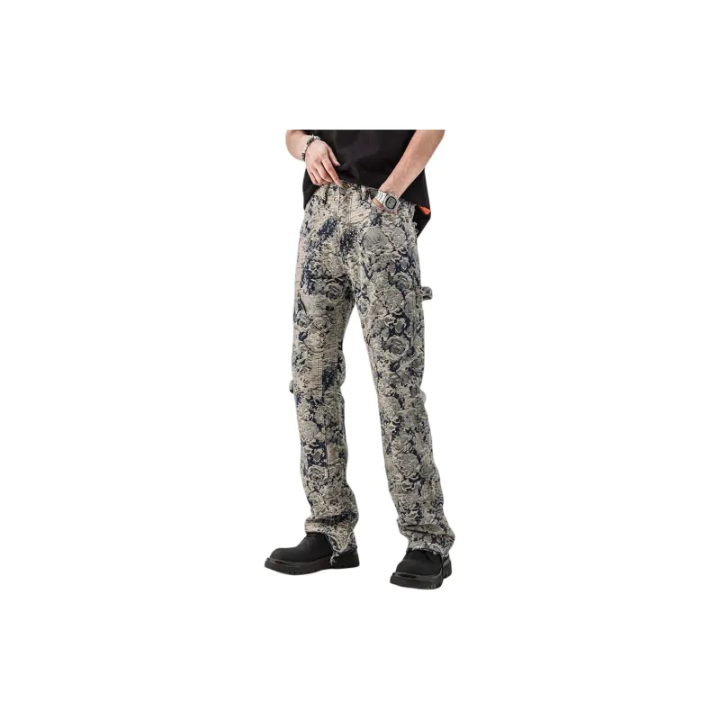 PAINT STAIN Jeans Unisex Jacquard Blue-12