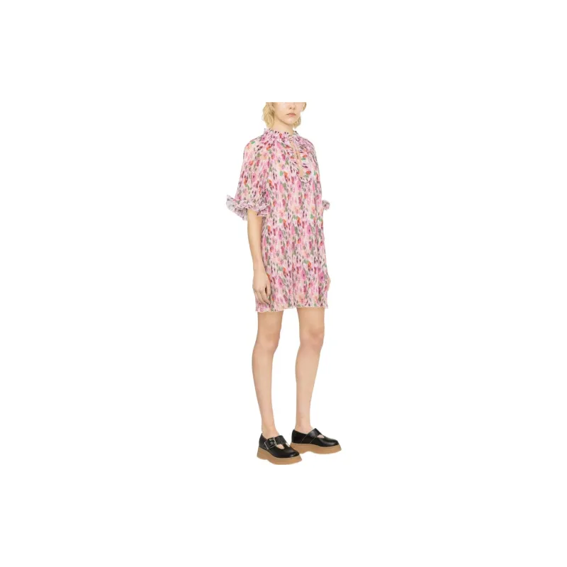 GANNI Short Sleeved Dresses Women's Pink-3