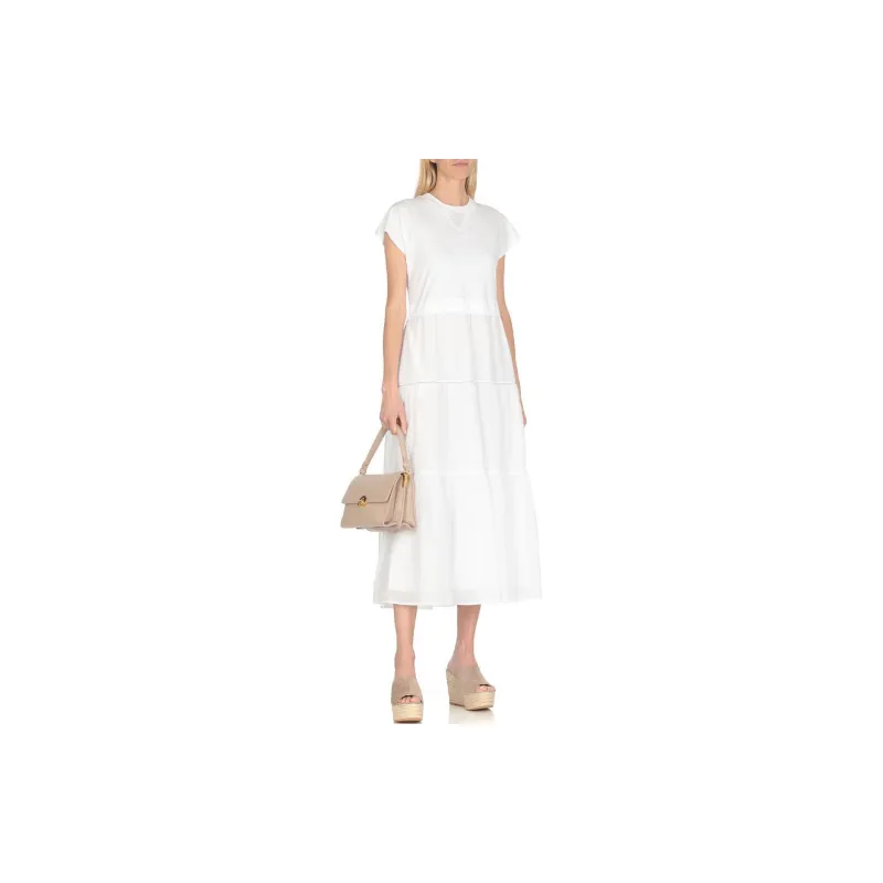 PESERICO Ruffled Cotton T-shirt Dress-1
