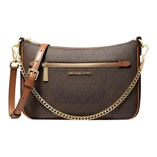 MICHAEL KORS Jet Set Coated Canvas Shoulder Bag Mahjong Pochette Small Size Women's Brown