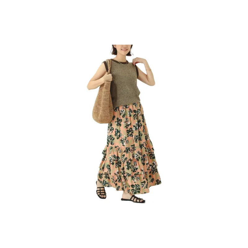 Beams Casual Long Skirts Women's Orange-3
