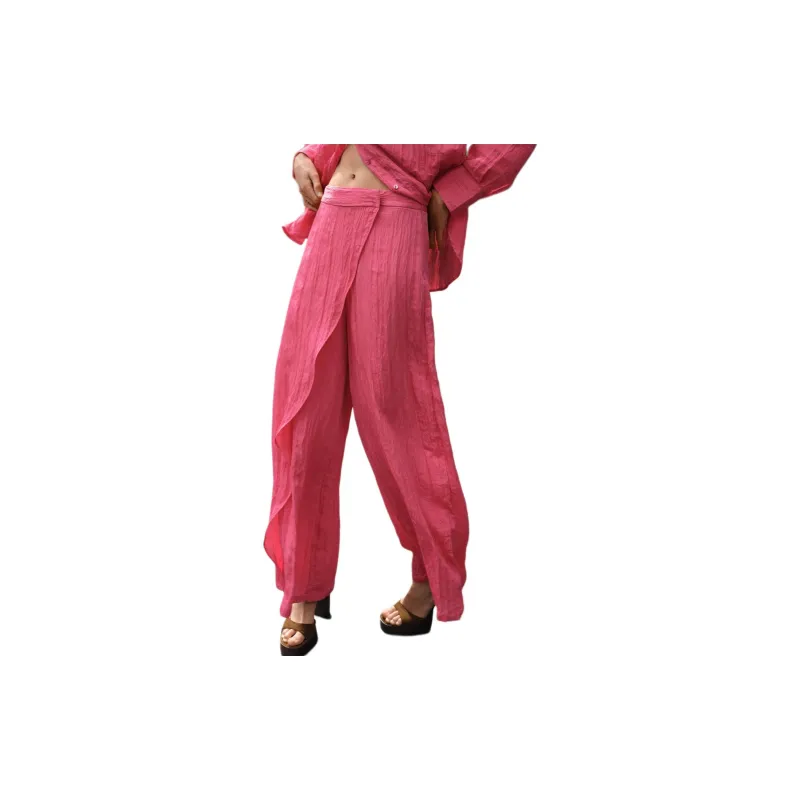 ZARA Casual Pants Women's Dark Purple Red-2