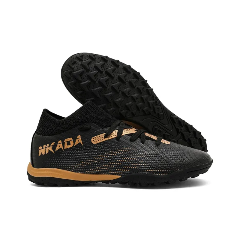 ATAY Soccer Shoes Unisex Mid Top Black/Gold-8