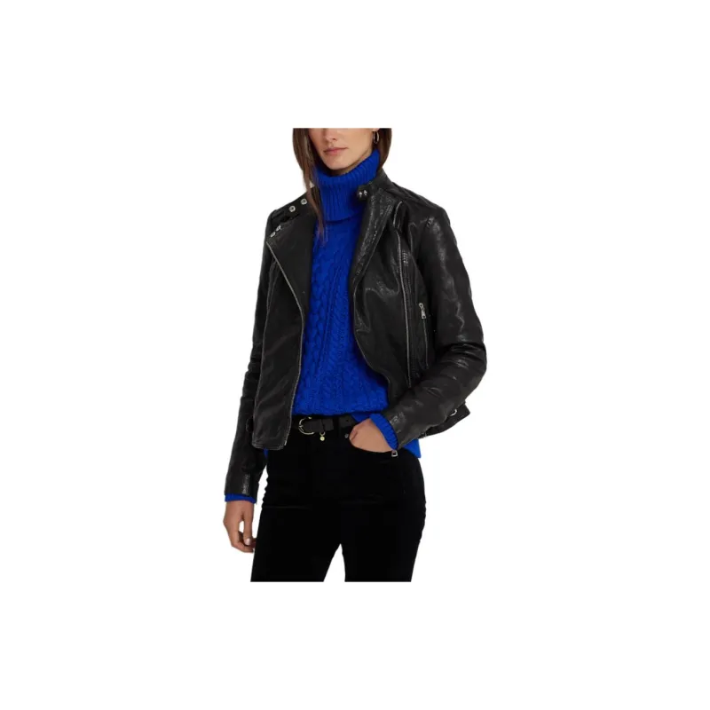 Polo Ralph Lauren SS24 Leather Jacket Women's Black-3