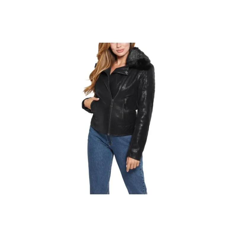 GUESS Olivia Moto Jacket Jackets Coats Women's Black-4