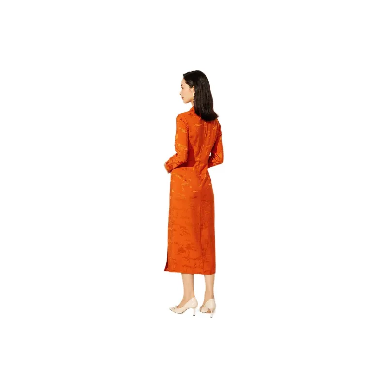 BBLLUUEE Long Sleeved Dress Women's Rimu Orange-3