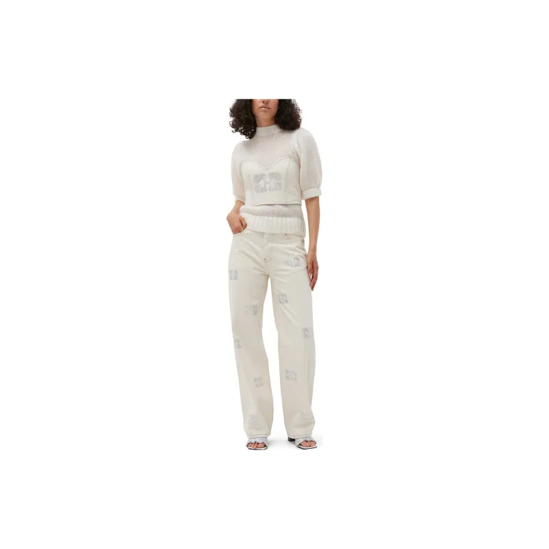 GANNI Sparkle Izey Jeans 'Vanilla Ice'-1