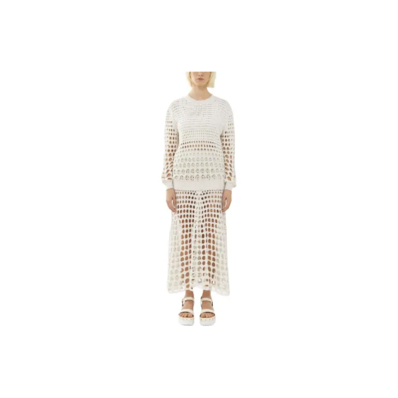 Chloe FW23 Casual Long Skirts Women's White-2