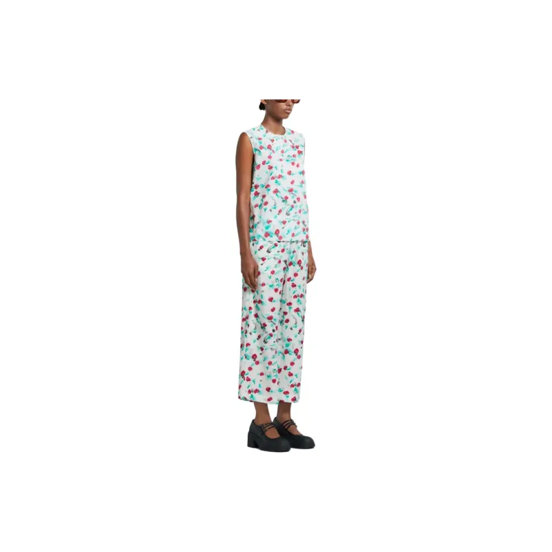 MARNI Floral Printed Cropped Satin Trousers-3