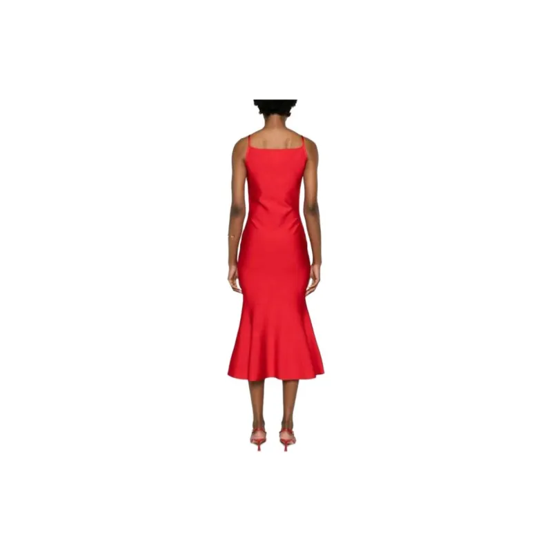 Alexander McQueen Square-neck Flared Midi Dress-2