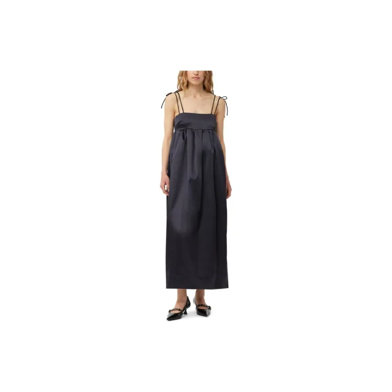 GANNI Sleeveless Satin Maxi Dress-3