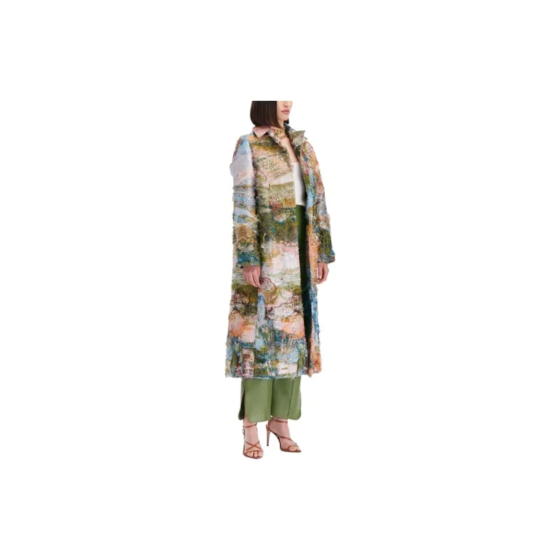 OSCAR DE LA RENTA Abstract-pattern Print Notched-collar Coat-1