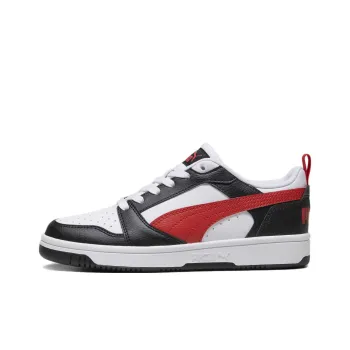 PUMA Rebound V6 V6 Lo Slip-Resistant Low-Top Kids' Skateboarding Shoes Black White Red Teenagers