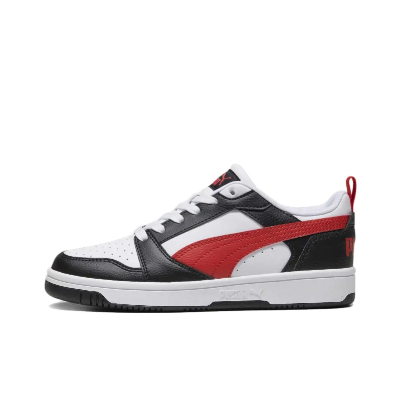 PUMA Rebound V6 V6 Lo Slip Resistant Low Top Kids' Skateboarding Shoes Black White Red Teenagers-0