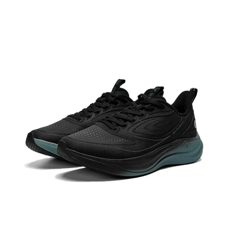 QIAODAN Abrasion Resistant Slip Resistant Low Top Casual Running Shoes Men's Black Cyan-1