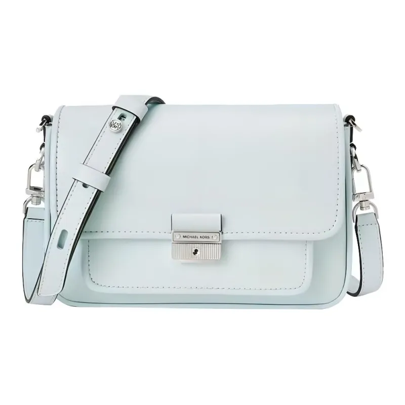 MICHAEL KORS Bradshaw Leather Envelope Bag, Shoulder Bag, Crossbody Bag Medium Size Women's Mint Green-0