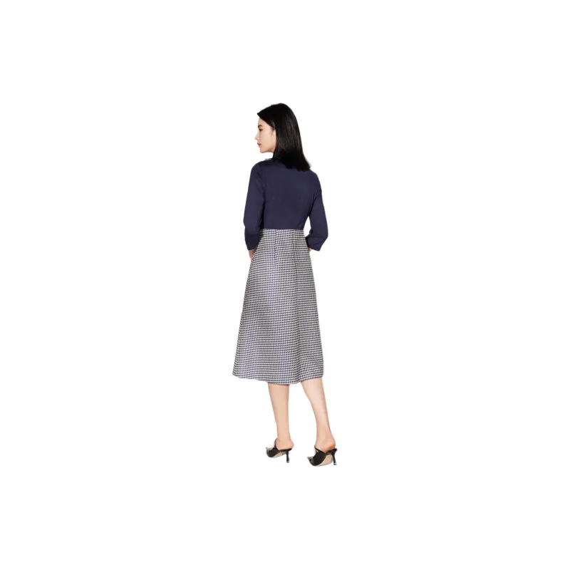 BBLLUUEE Long Sleeved Dress Women's Ink Blue-2