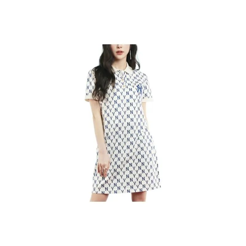 MLB Short Sleeved Dresses Women's Cream-3