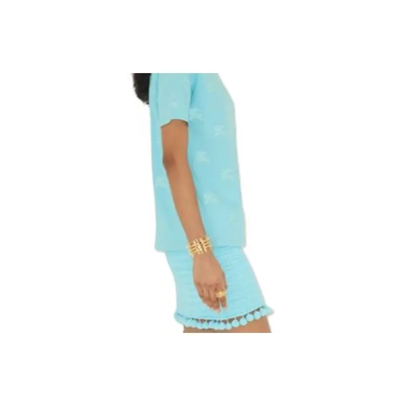 Burberry Equestrian Knight Round Neck T shirt Blue-4