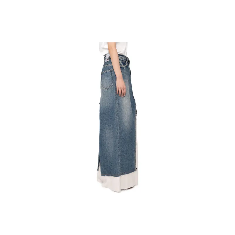 Maison Mihara Yasuhiro Logo Patch Layered Denim Skirt-5