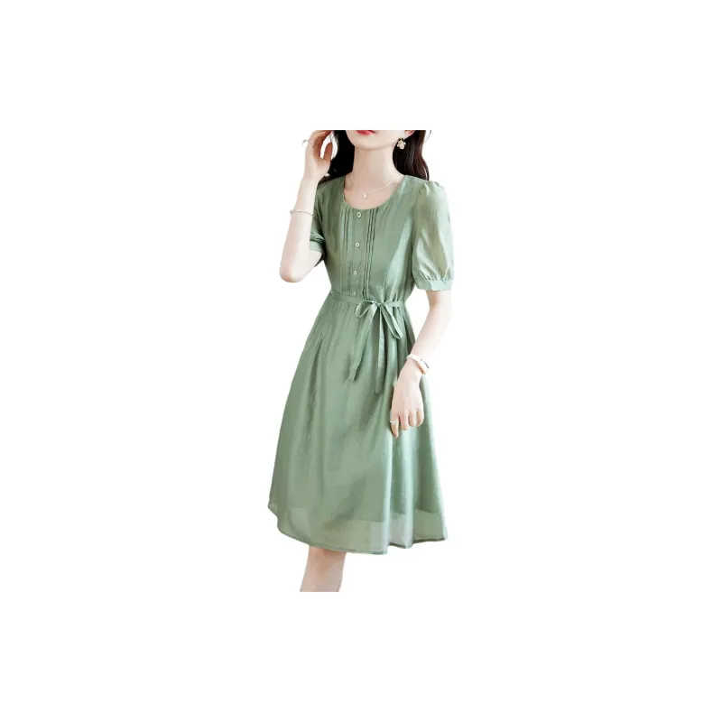 Still Quiet Short Sleeved Dresses Women's Green-2