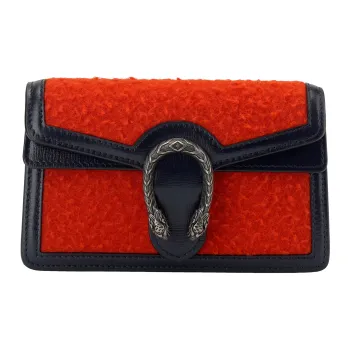 GUCCI Dionysus Herringbone Fabric With Leather Wallet, Shoulder Bag, Crossbody Bag Extra Mini Women's Red & Marine Blue