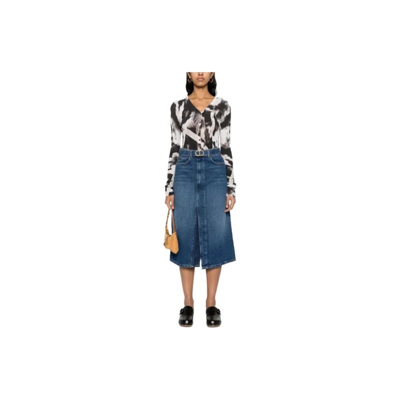 Twinset Belted Midi Denim Skirt-1