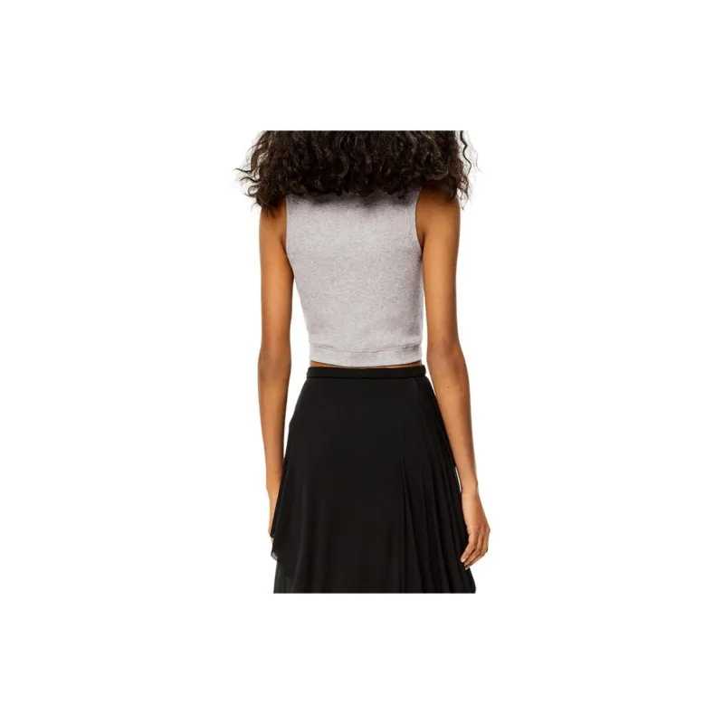 LOEWE Cropped Cotton Anagram Tank Top Grey/Black-3
