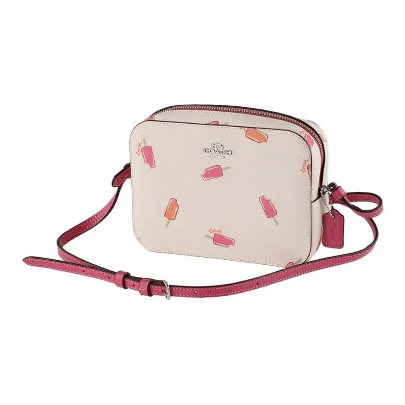 COACH Camera Leather Camera Bag Shoulder Bag Crossbody Bag Mini Women's White & Pink-1