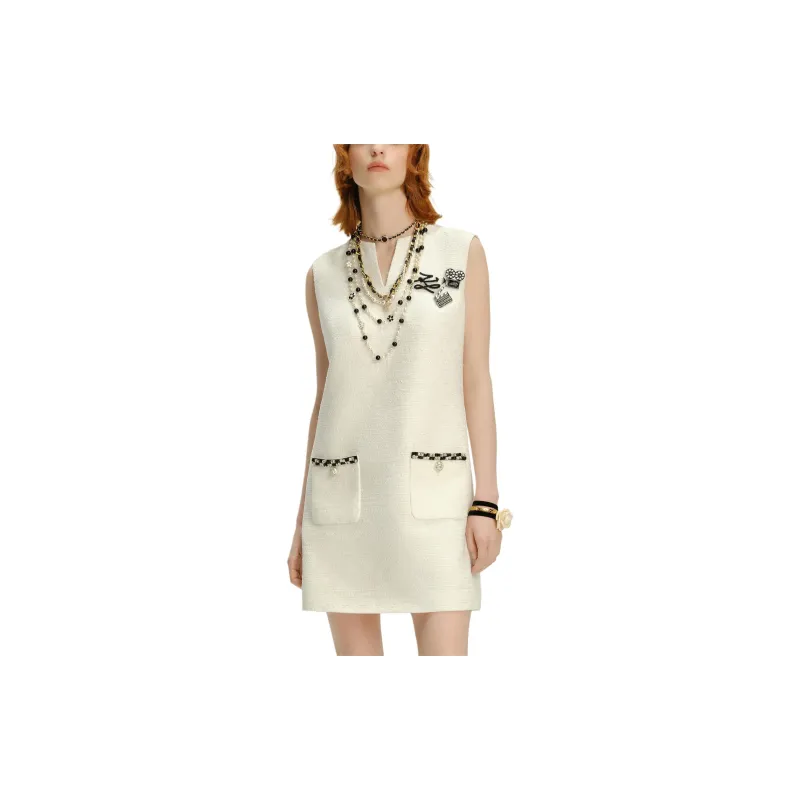KARL LAGERFELD SS24 Sleeveless Dress Women's White-4