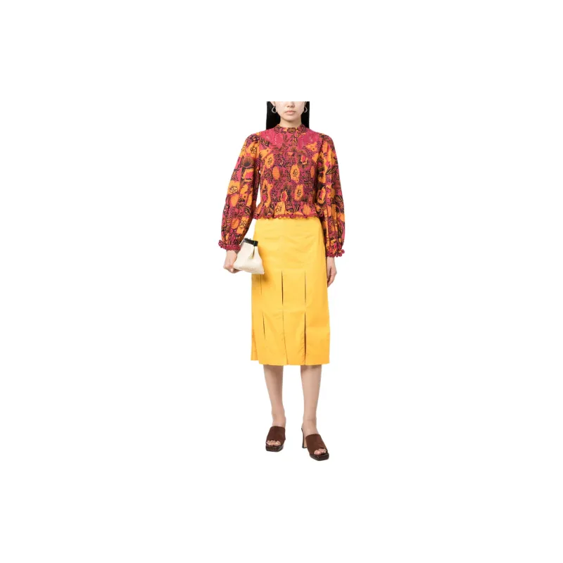 Farm Rio Garden Bloom Floral motif Smocked Blouse-1