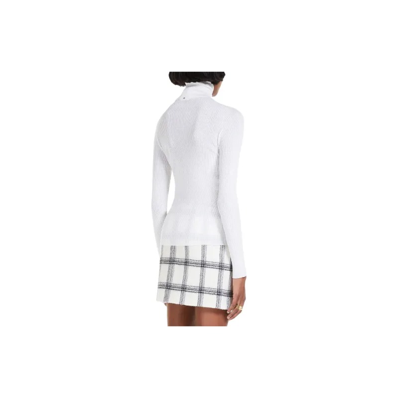 MaxMara Flavia Collection Pure Virgin Wool Mock Polo-Neck Sweater Sweater Women's Optical White-3