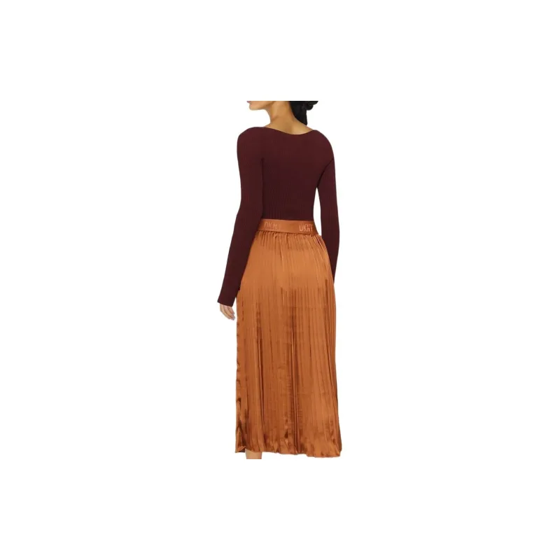 DKNY SS22 Mid Length Skirt Light Brown-2