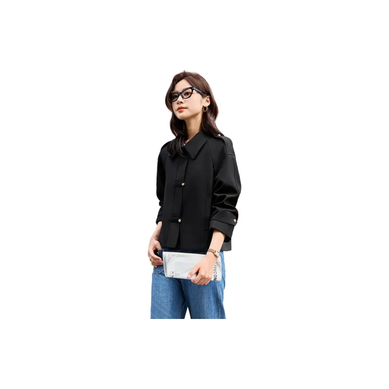 Yi Mengyuan Cropped Trench Coat Women's-3
