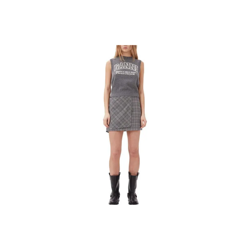 GANNI Logo Intarsia Knitted Vest-1