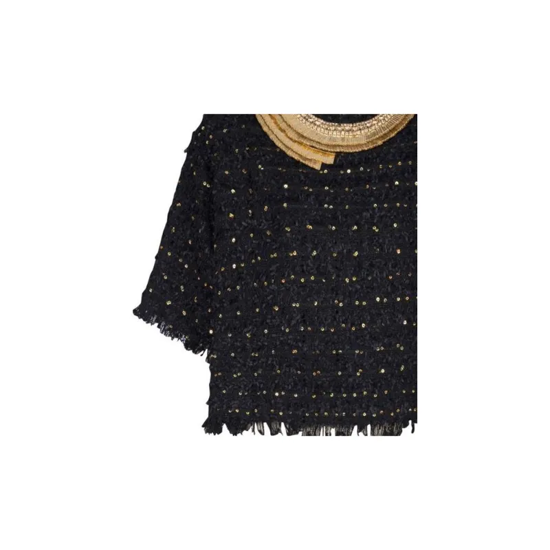 BALMAIN Sequin embellished Tweed Top-4