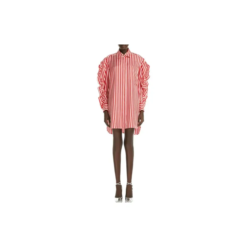 MaxMara Manna Collection Silk Shirt Dress Long-Sleeved Dresses Women's Red-1