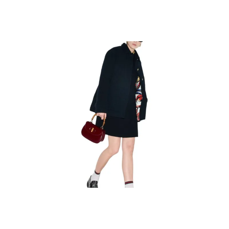 GUCCI Checked Boucle Wool Coat 'Night Sky'-3