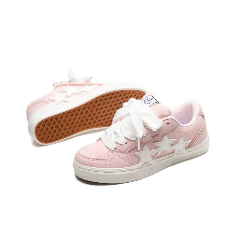 ABCIO Coverage Waterproof Support Low Top Skateboard Shoes Unisex Pink White-4