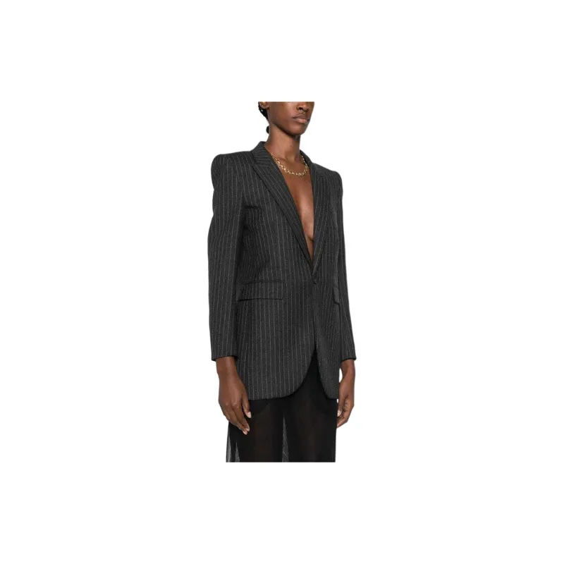 SAINT LAURENT Single Breasted Striped Blazer-3