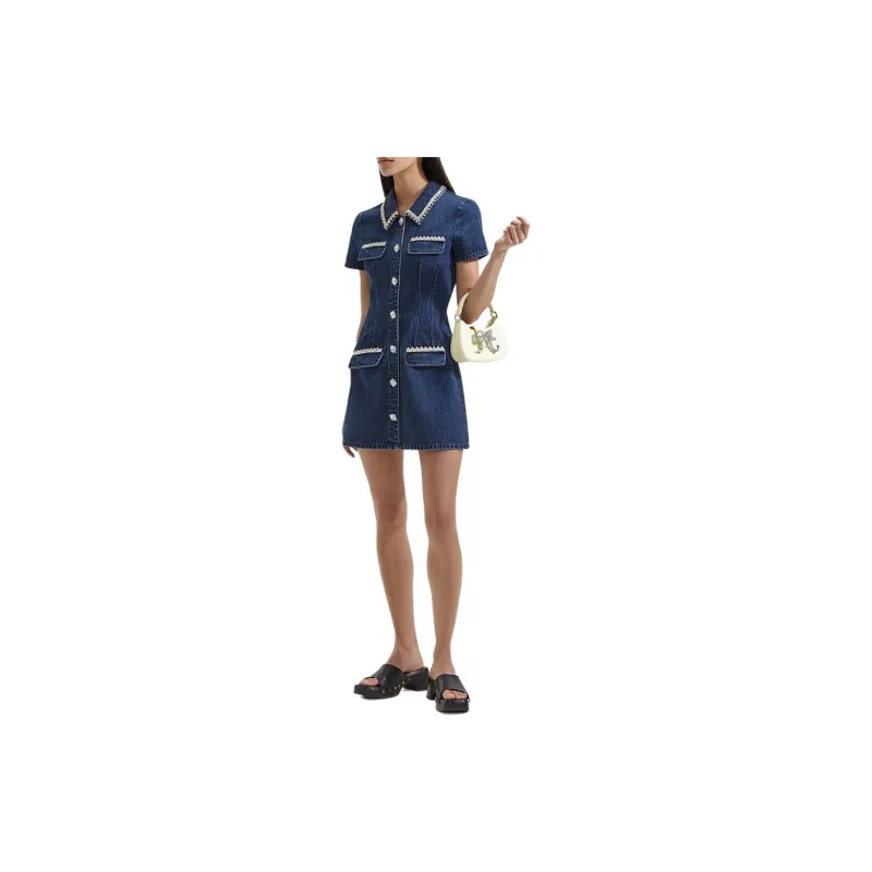 Self portrait Denim Collared Mini Dress-1