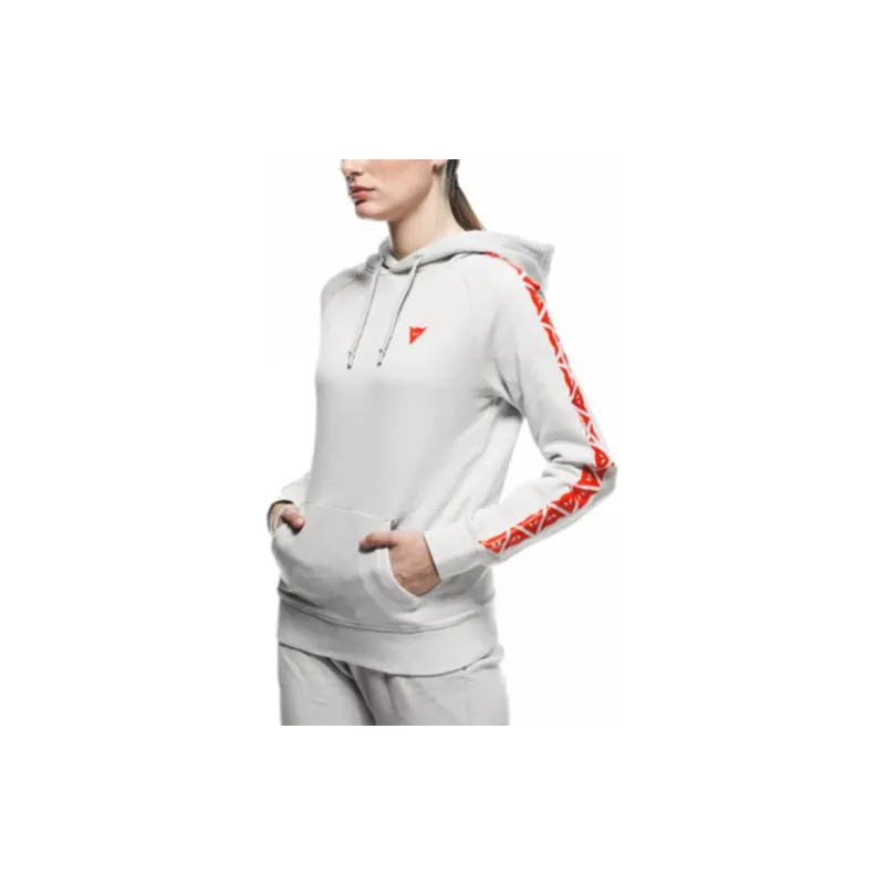 DAINESE HOODIE STRIPES Sweatshirt Women's Light Gray-Red-4