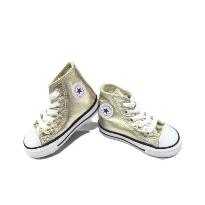 Converse All Star Cushioning Wear Resistant High Top Kids Canvas Shoes Gold Teenagers-2
