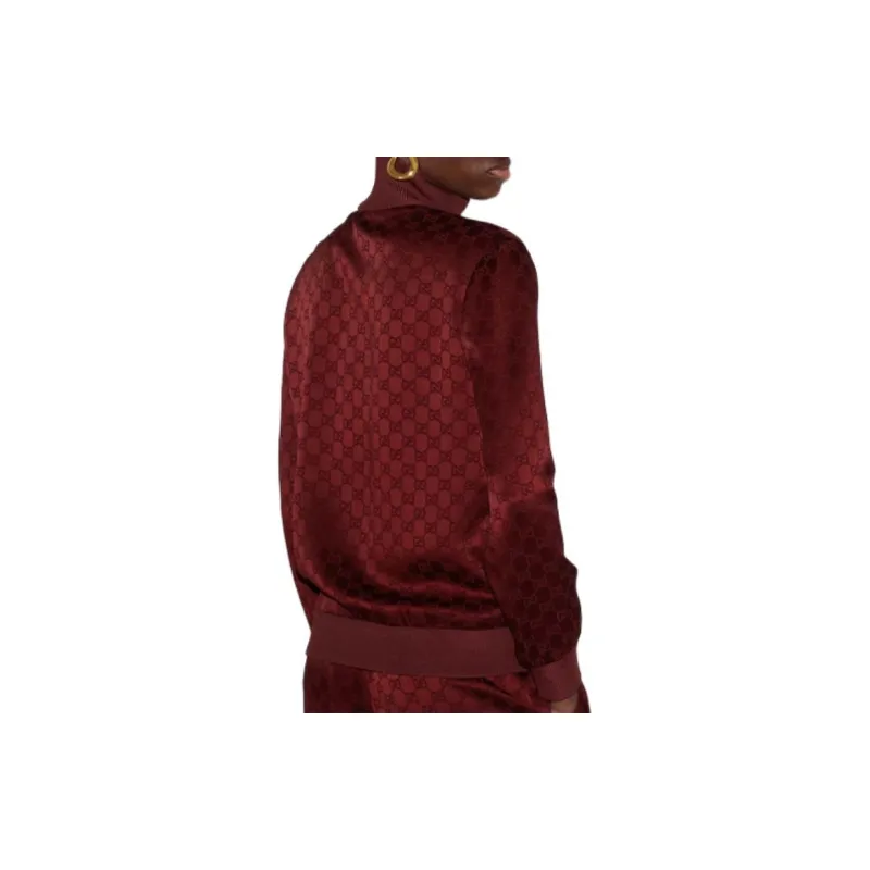 GUCCI Jacquard Zip Jacket 'Rosso Nuovo'-3