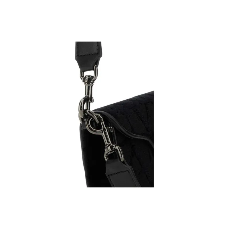 Valentino Fabric With Leather Handbag Shoulder Bag Men's Black-4