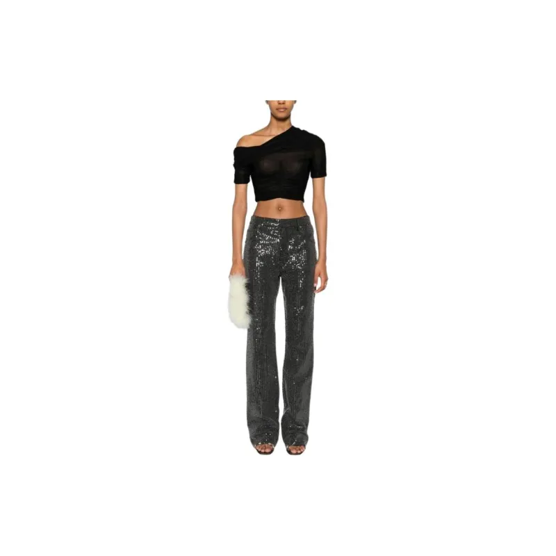 Rotate Sequin Embellished Straight Leg Jeans-1