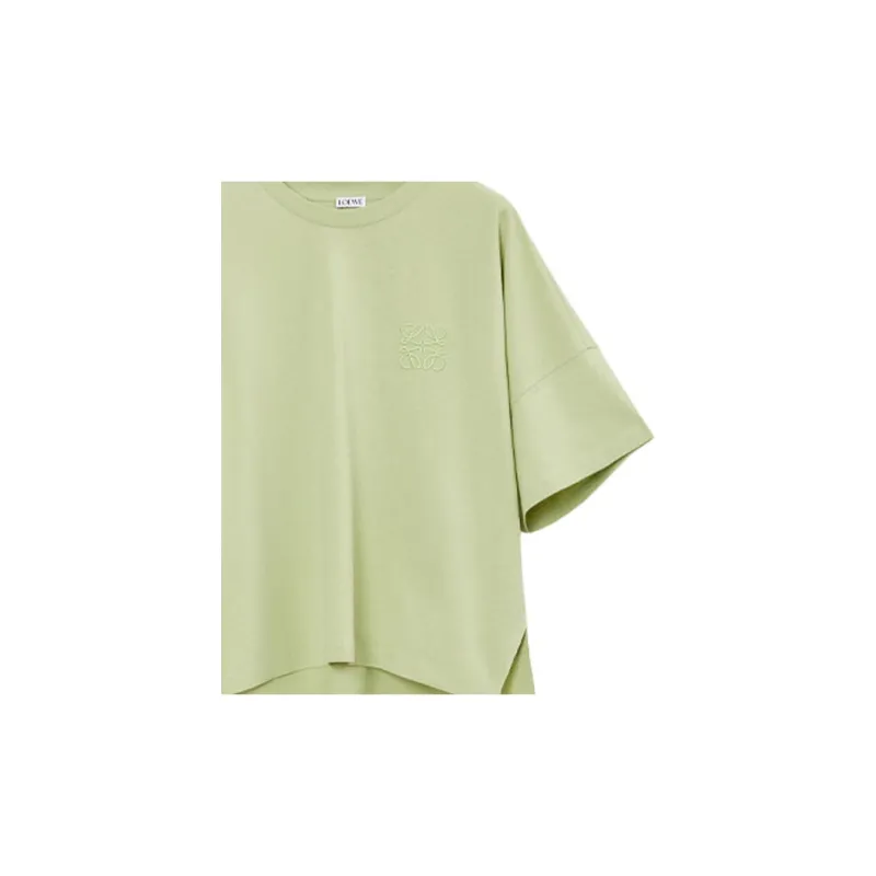 LOEWE Solid Color Crew Neck Pullover Short Sleeved T Shirt Women's Light Green-3