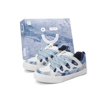 MINISO Low Top Skateboard Shoes Unisex Blue And White Porcelain Blue